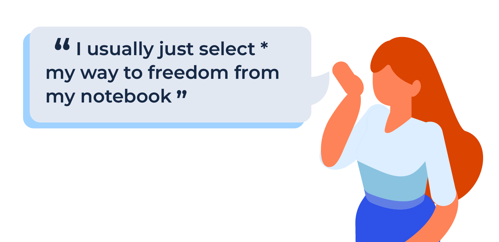 Illustration of a woman who uses Jupyter notebooks