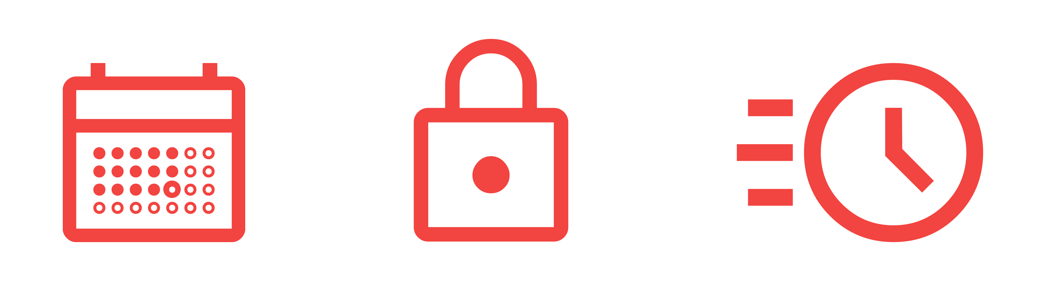 Icons showing 3 things needed for success: time, privacy and speed