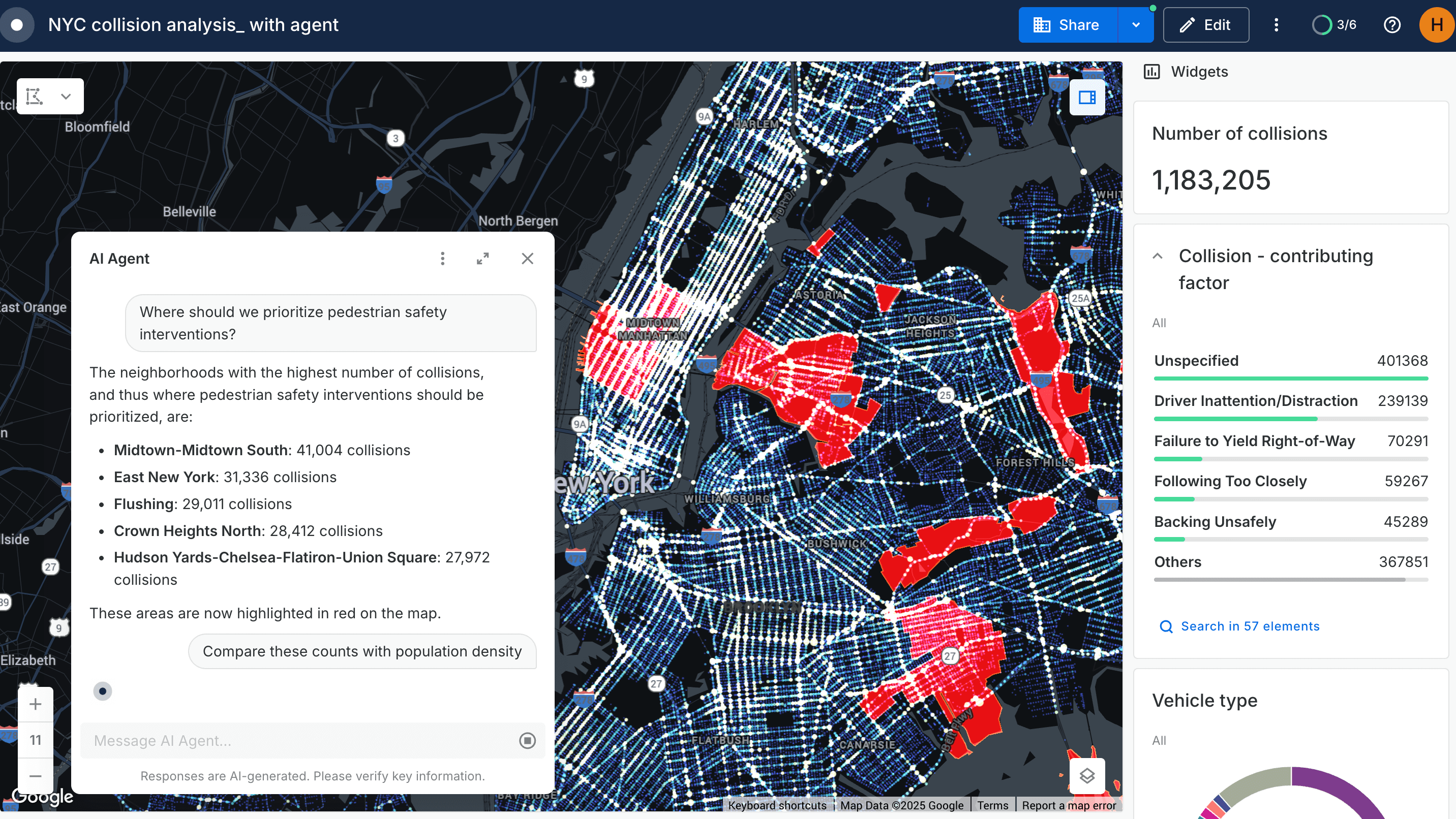 A screenshot of CARTO AI Agents
